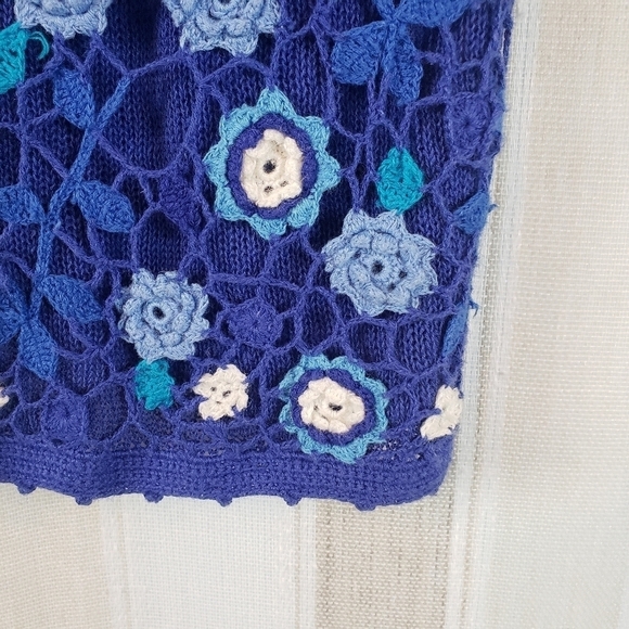 Vintage Sigrid Olsen Crocheted by Hand Sweater Vest‎ Blue Size Small - Picture 5 of 8